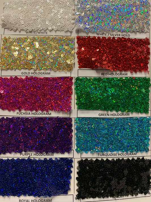 Hologram mini glitz sequins cosmic design on stretch power mesh base 4way stretch 55/57" Sold by the YD. Ships worldwide from Los Angeles CA