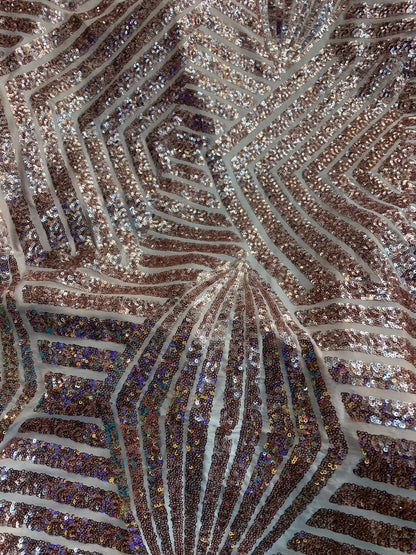Jennifer design mini glitz sequins rose gold on spandex base 2way stretch 55/57" Sold by the YD. Ships worldwide from Los Angeles California