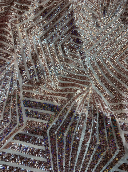 Jennifer design mini glitz sequins rose gold on spandex base 2way stretch 55/57" Sold by the YD. Ships worldwide from Los Angeles California