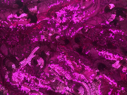 New complex floral sequin on mesh design. Ships worldwide from Los Angeles California. Sold by the YD. Ships worldwide from Los Angeles CA.