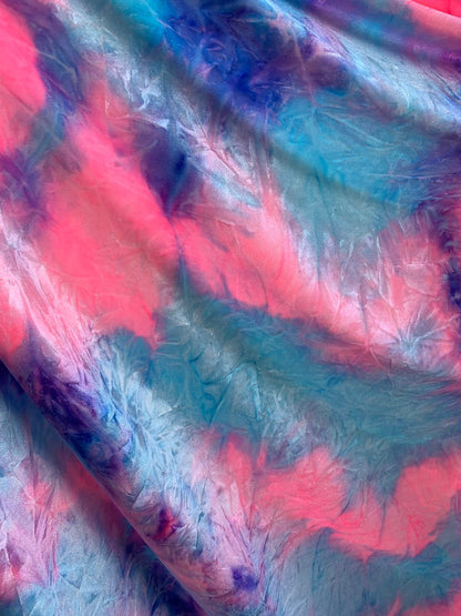 Cotton candy colors print on heavy stretch crushed velvet 4way stretch 58/60" Sold by the YD. Ships worldwide from Los Angeles California US