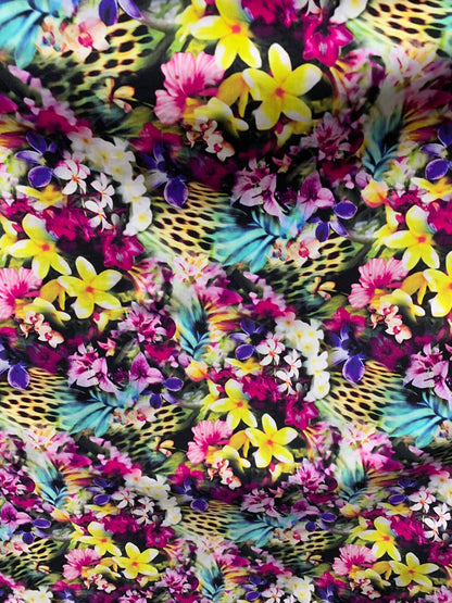 New flower multicolor Design print on heavy nylon spandex 4way stretch 58/60" Sold by the YD. Ships worldwide from Los Angeles California US