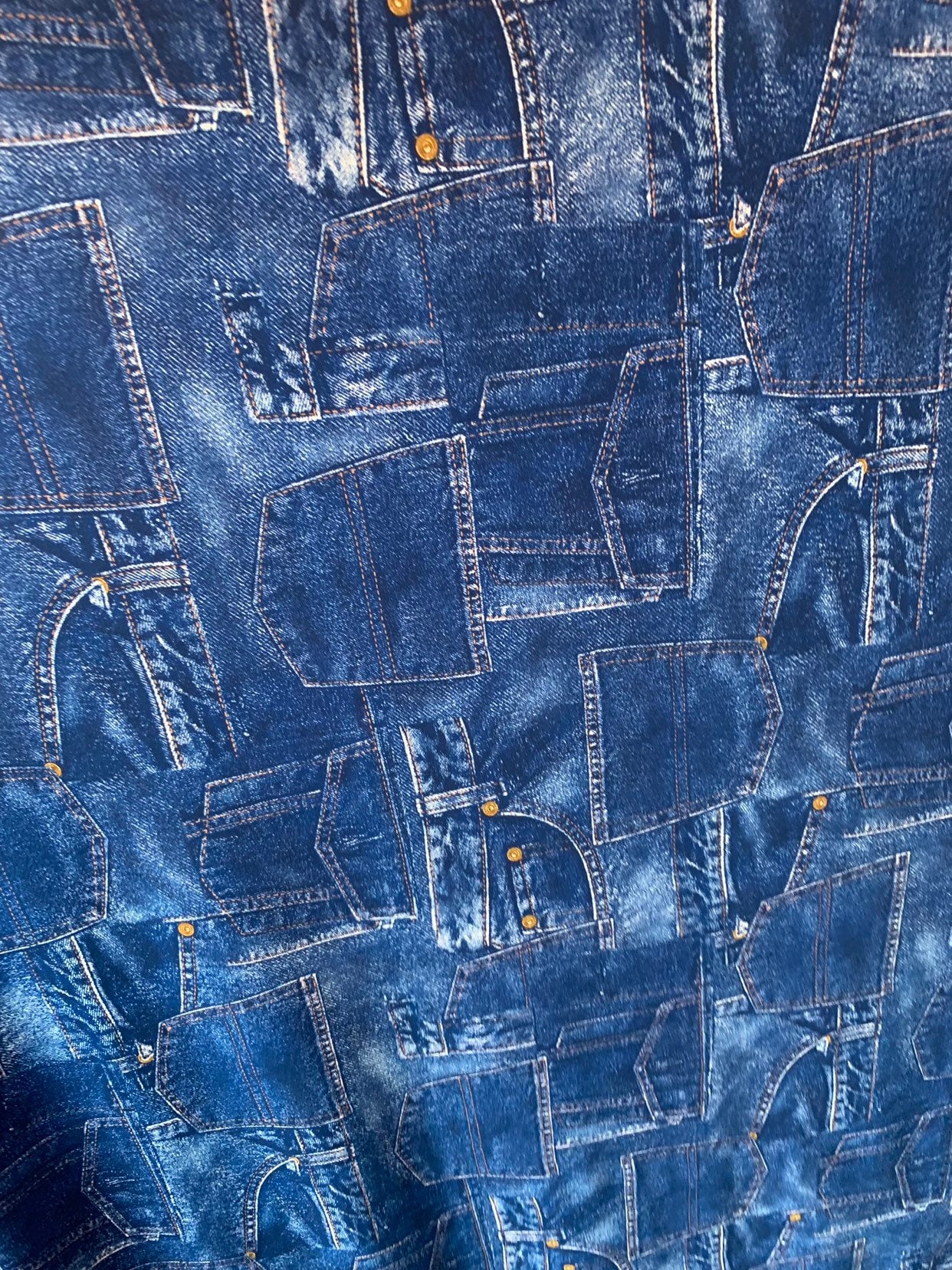 New jeans design print on heavy nylon spandex 4way stretch 58/60" Sold by the YD. Ships worldwide From Los Angeles California USA.
