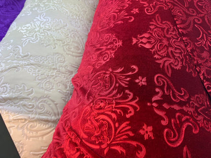 New Damask Royalty design heavy 4way stretch velvet 58/60" Sold by the YD. Ships worldwide from Los Angeles California USA.