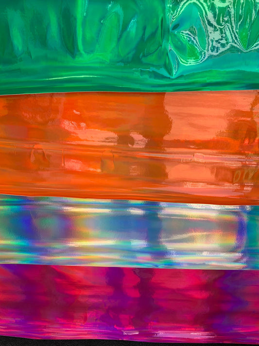 New iridescent heavyweight metallic vinyl non stretch 58/60" Sold by the YD. Ships worldwide from Los Angeles California USA.