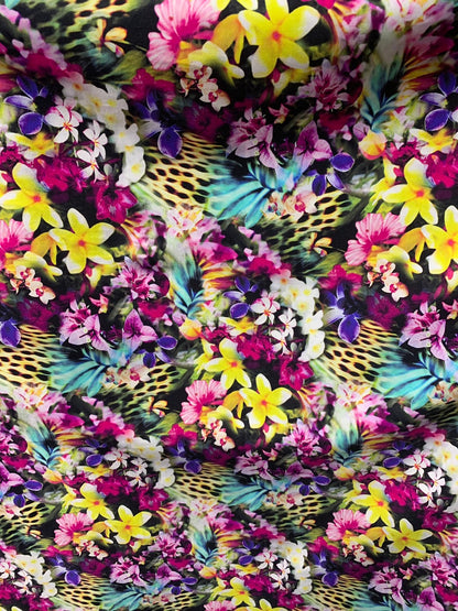 New flower multicolor Design print on heavy nylon spandex 4way stretch 58/60" Sold by the YD. Ships worldwide from Los Angeles California US