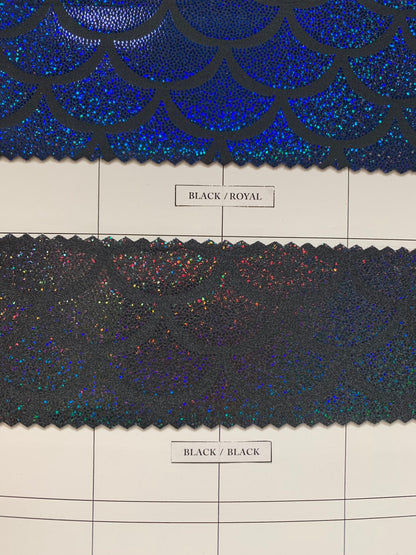 Big shell design metallic hologram nylon spandex 4way stretch 58/60" Sold by the YD. Ships worldwide from Los Angeles California USA.