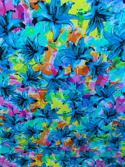 Orquídea print design on nylon spandex 4way stretch 58/60" sold by the yd ships worldwide from Los Angeles California USA
