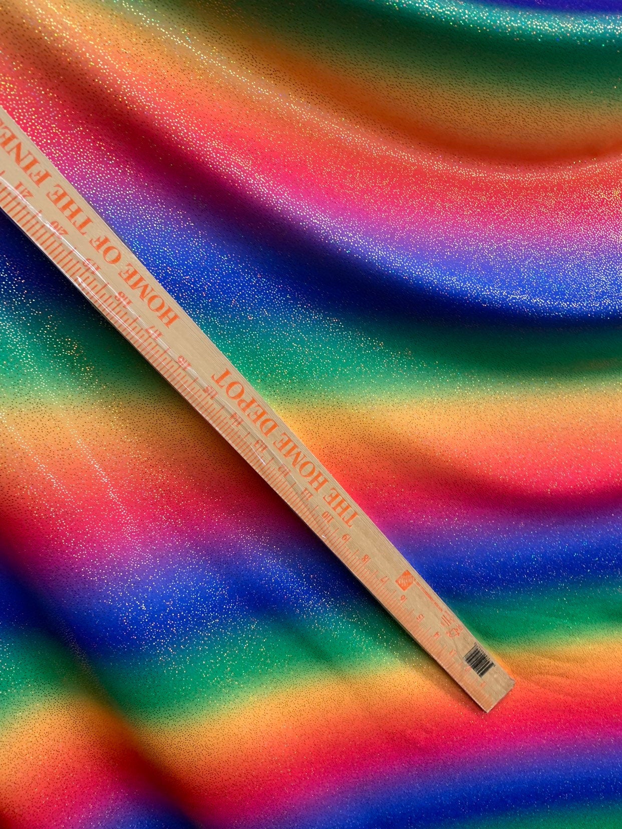 New rainbow heavy nylon spandex with foggy foil all over 4way stretch 58/60" Sold by the YD. Ships worldwide from Los Angeles California USA