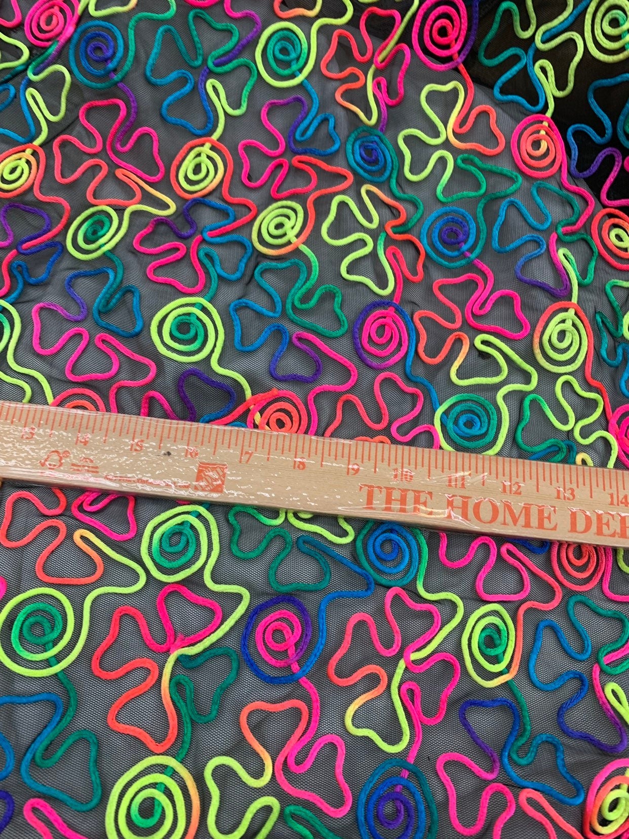 New stretch mesh swirl design rainbow color 2way stretch 55/57" Sold by the YD. Ships worldwide from Los Angeles California USA.