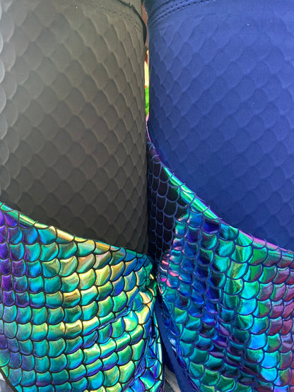New Sirena design with iridescent foil 2tone nylon spandex 4way stretch 58/60" Sold by the  YD. Ships worldwide from Los Angeles California.