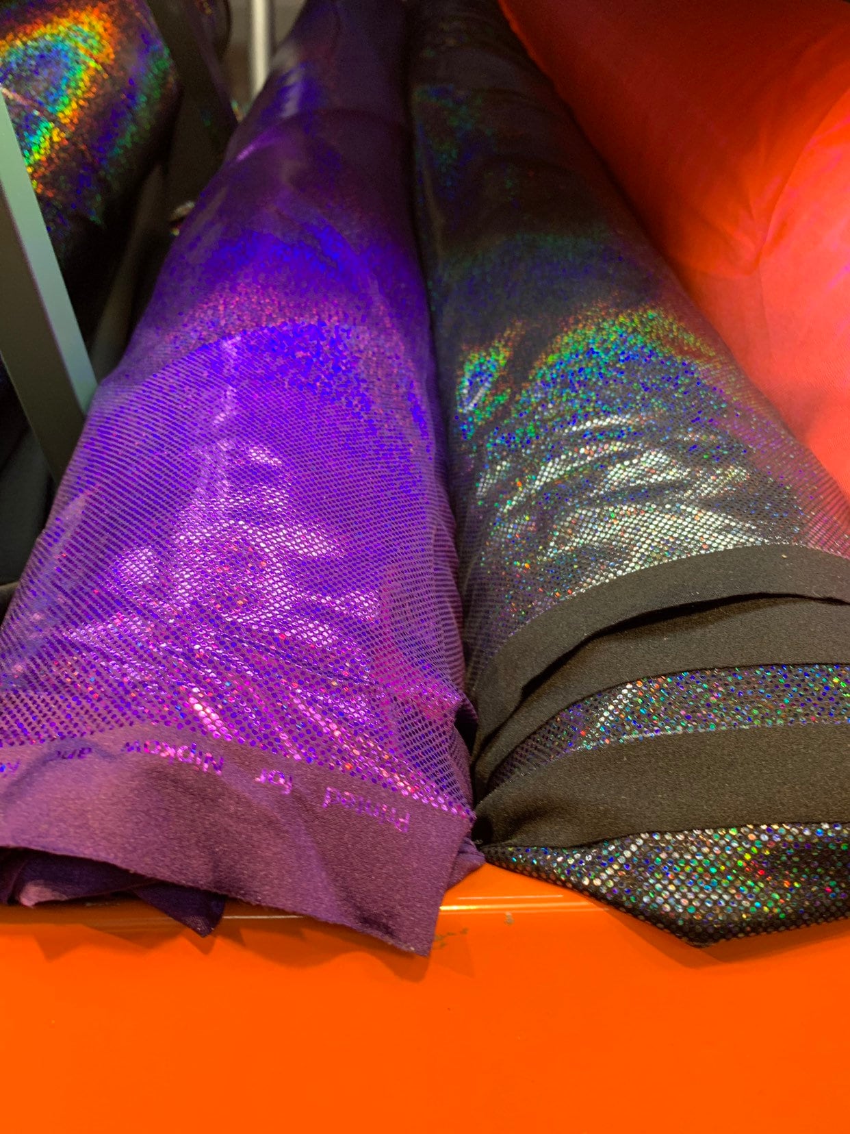 New Hologram metallic dots  all over nylon spandex 4way stretch 58/60" Sold by the YD. Ships worldwide from Los Angeles California USA.