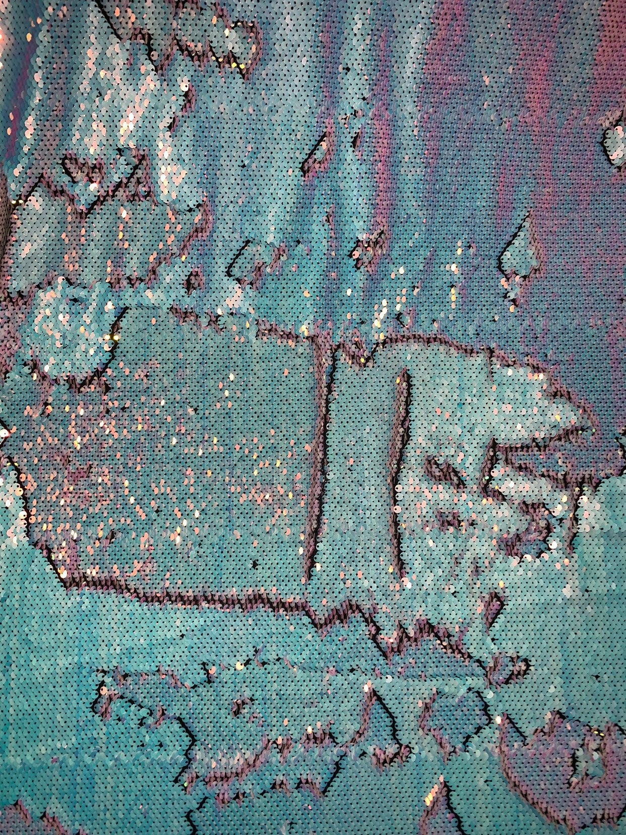 New Unicorn iridescent white/pink reversible sequins on spandex base 2way stretch 58/60" Sold by the YD. Ships worldwide from Los Angeles CA