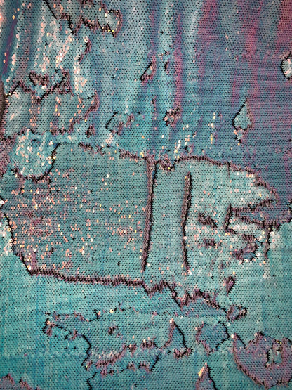 New Unicorn iridescent white/pink reversible sequins on spandex base 2way stretch 58/60" Sold by the YD. Ships worldwide from Los Angeles CA