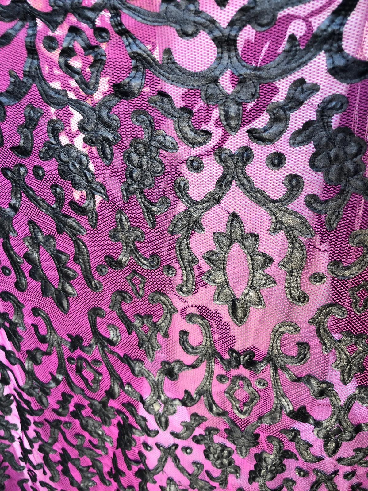 New diamond mesh with black leather vinyl Victoria design 4way stretch 58/60" Sold by the YD. Ships worldwide from Los Angeles California US
