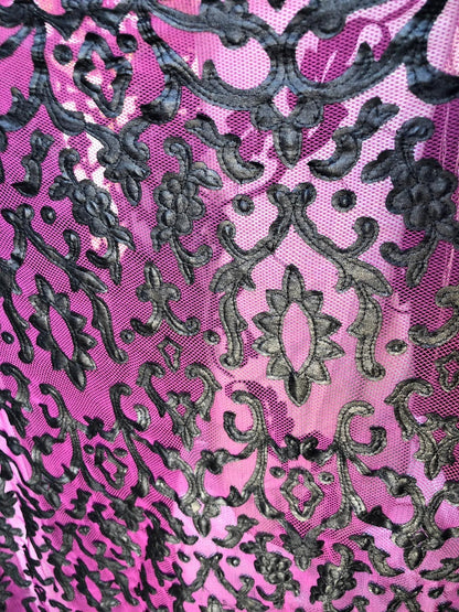 New diamond mesh with black leather vinyl Victoria design 4way stretch 58/60" Sold by the YD. Ships worldwide from Los Angeles California US