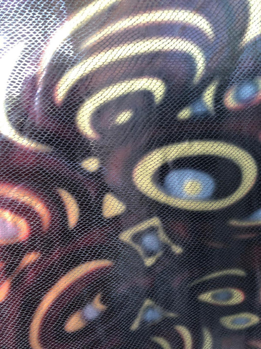 New snake abstract design metallic nylon spandex 4way stretch 58/60" Sold by the YD. Ships worldwide from Los Angeles California USA.