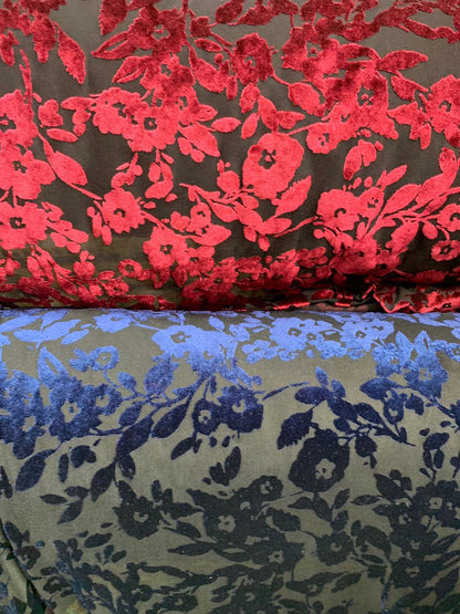 New burnout velvet floral design 2 tone 4way stretch 58/60" Sold bu the YD. Ships worldwide from Los Angeles California USA.