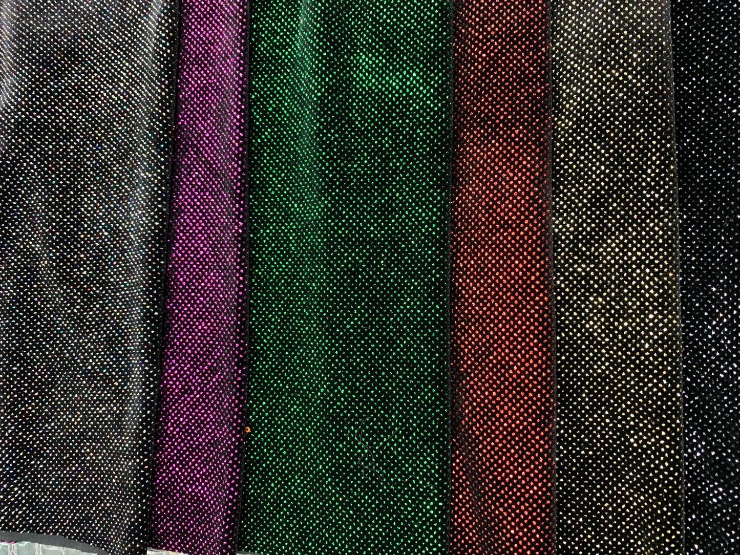 New sparkling stretch velvet best quality with shining glitter all over 4way stretch 58/60" Sold by the YD. Ships worldwide from Los Angeles