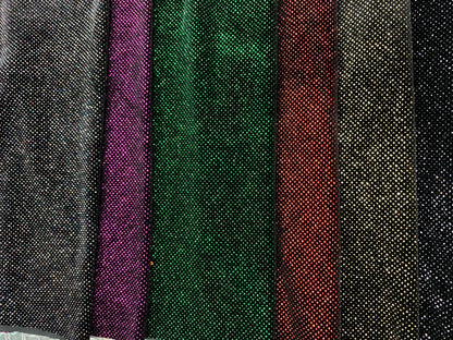 New sparkling stretch velvet best quality with shining glitter all over 4way stretch 58/60" Sold by the YD. Ships worldwide from Los Angeles