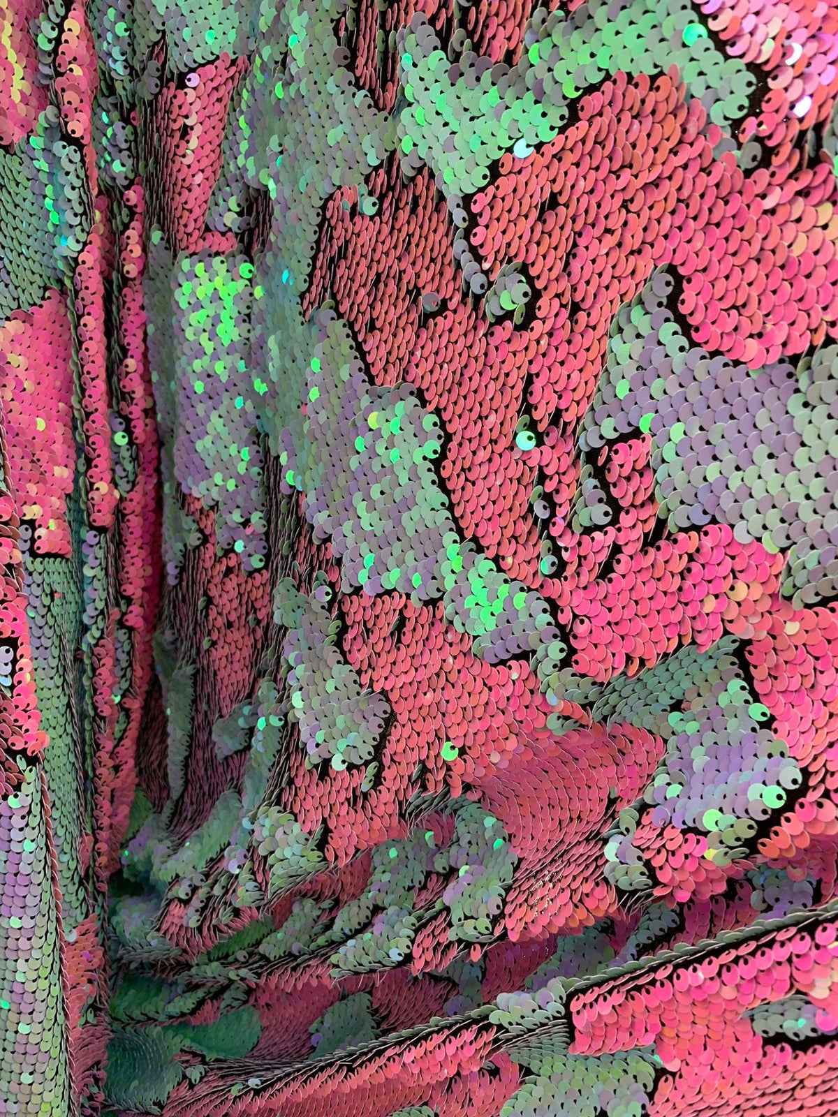 Feversible Sequins New mermaid reversible sequins aqua/ coral pink Iridescent 2tone sequi ...