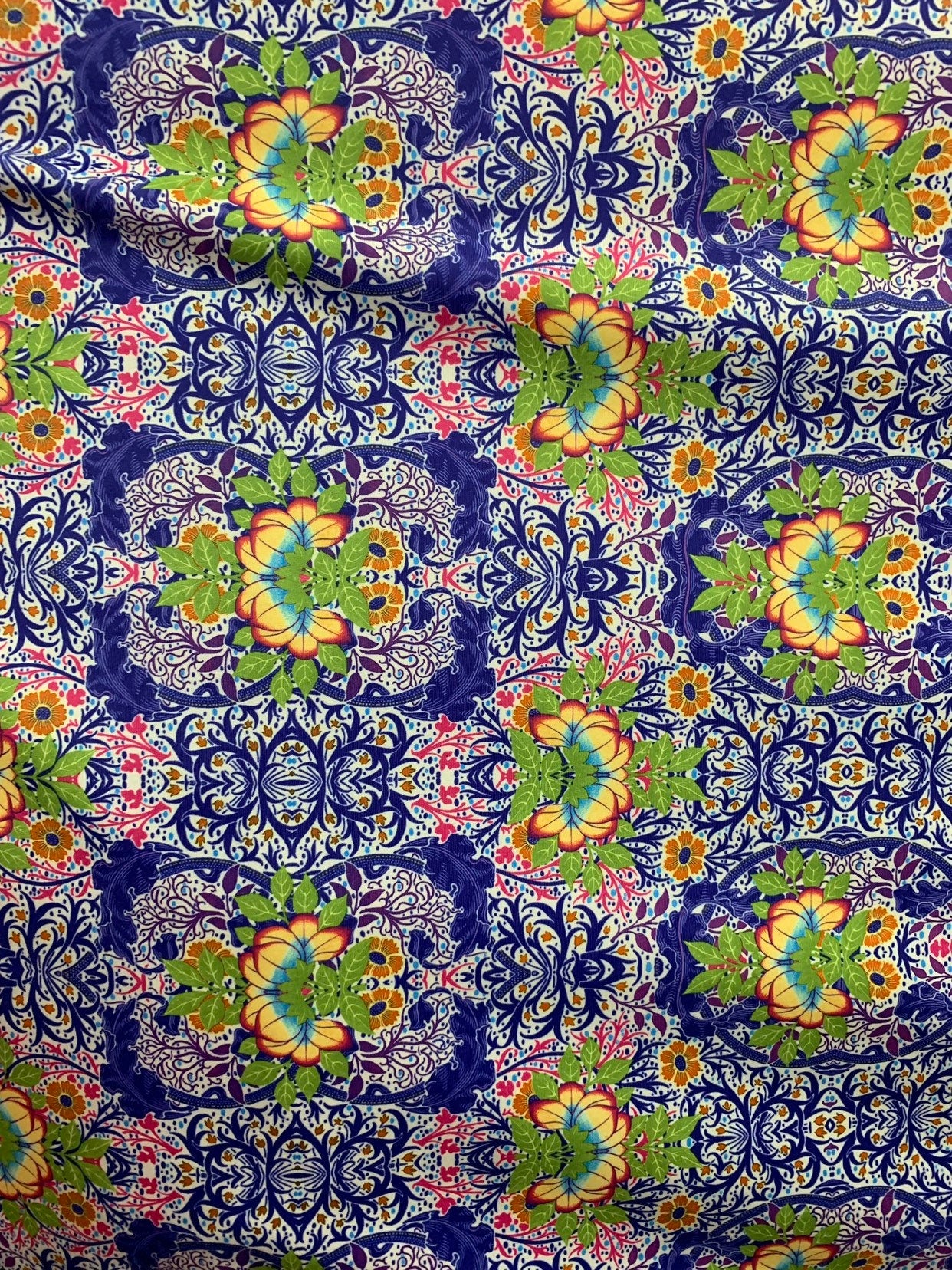New Cecilia design print on heavy nylon spandex 4way stretch 58/60" Sold by the YD. Ships worldwide from Los Angeles California USA.