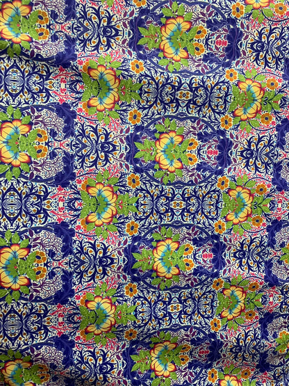 New Cecilia design print on heavy nylon spandex 4way stretch 58/60" Sold by the YD. Ships worldwide from Los Angeles California USA.