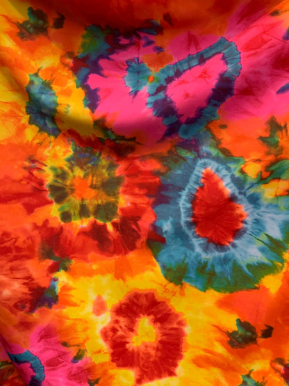 LAVA design, tie dye design nylon spandex 4way stretch 58/60" Sold by the YD. Ships worldwide from Los Angeles California USA.