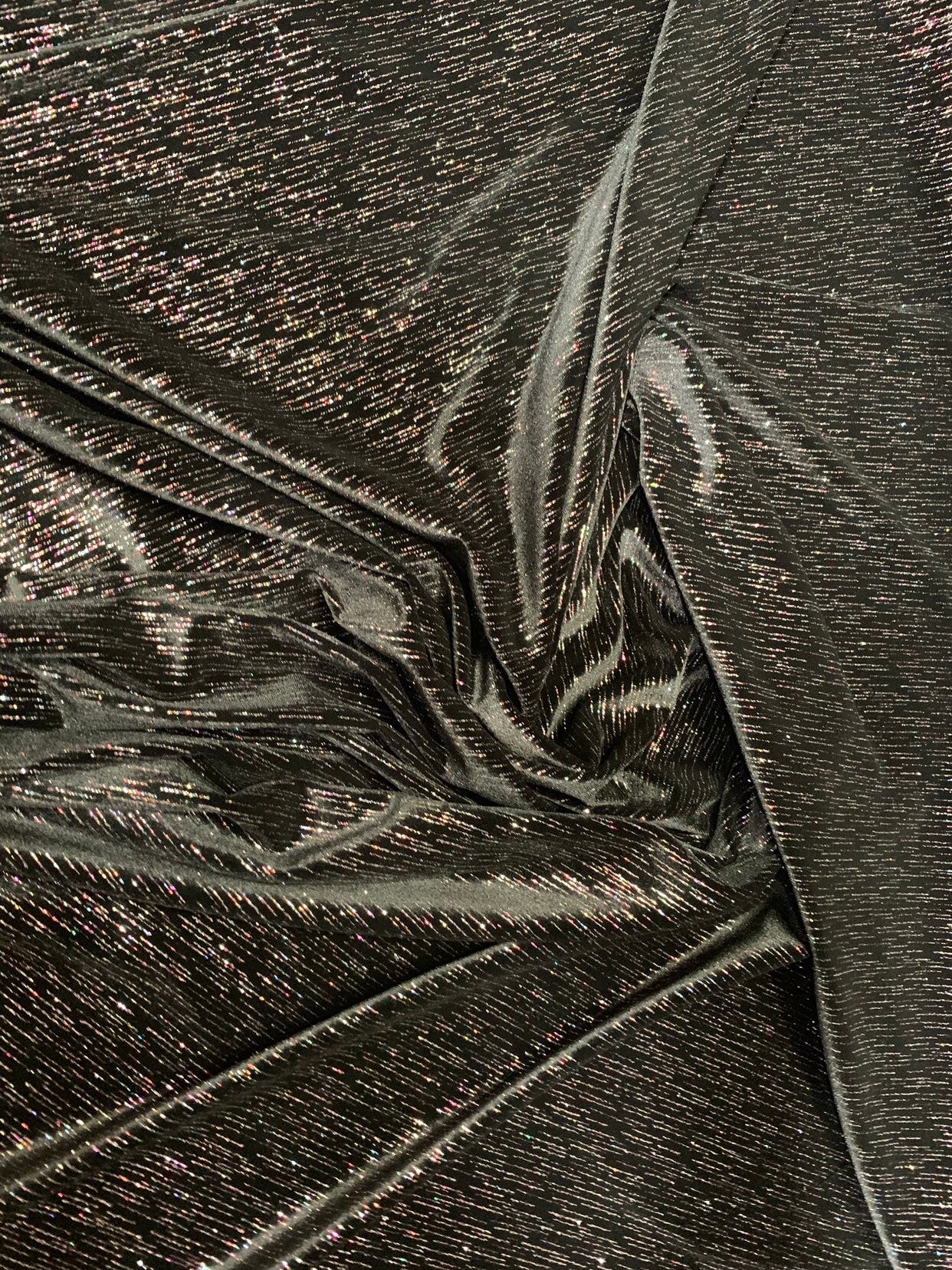 New glitter velvet matrix design multicolor glitter on heavy stretch velvet 420 gsm 4-way stretch 58/60" Sold by the YD. Ships worldwide