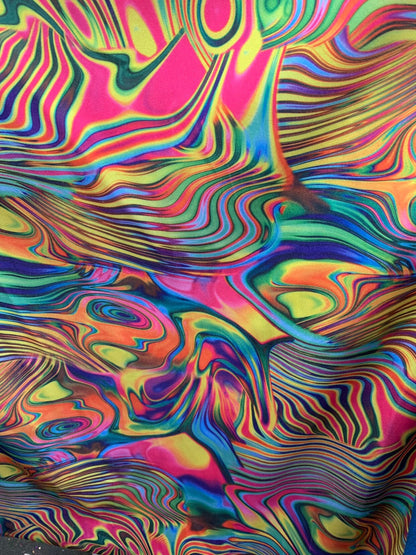 New Neon abstract design multicolor lava print on nylon spandex 4way stretch 58/60" Sold by the YD. Ships worldwide from Los Angeles CA