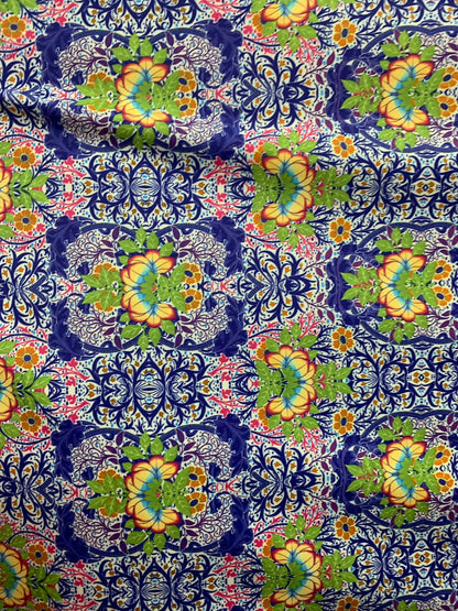 New Cecilia design print on heavy nylon spandex 4way stretch 58/60" Sold by the YD. Ships worldwide from Los Angeles California USA.