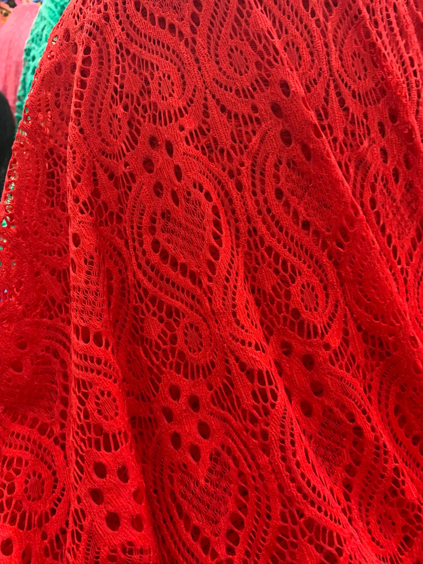 New Stretch lace Isabella design 4-way 58-60” Sold by the YD. Ships worldwide from Los Angeles California USA.