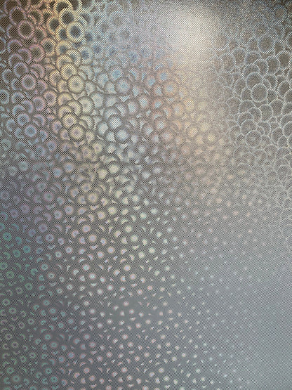 New 3D vinyl Shells design Iridescent silver non stretch vinyl 58/60" Sold by The YD. Ships Worldwide from Los Angeles California USA.