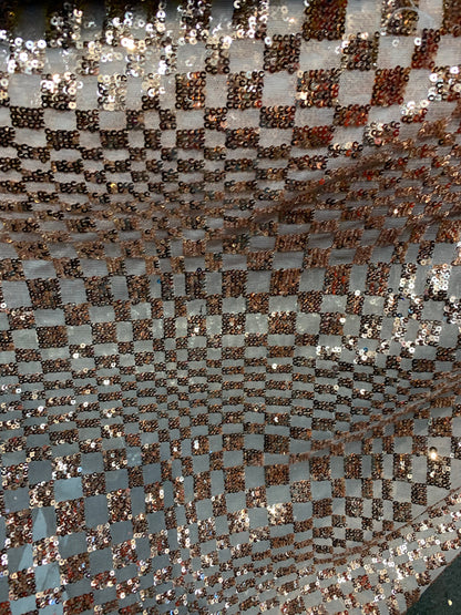 New small checkered design on spandex mesh 2way stretch 58/60" Sold by the YD. Ships worldwide from Los Angeles California USA.