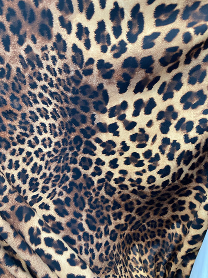 New velvet leopard design brown/taupe 4-way stretch 58/60” Sold by the YD. Ships worldwide from Los Angeles California USA.