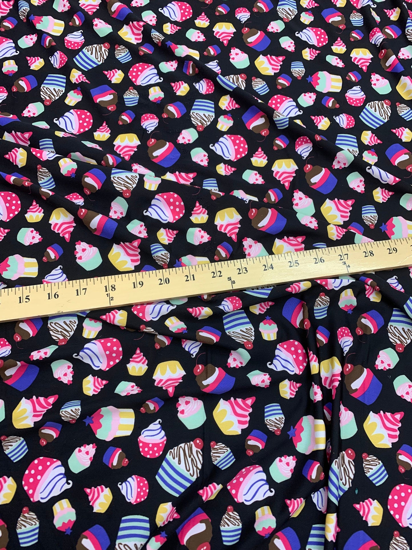 New cupcakes design print on nylon spandex finest quality 4-way stretch 58/60” Sold by the YD. Ships worldwide from Los Angeles California.