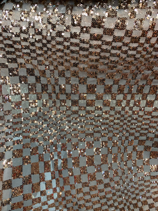 New small checkered design on spandex mesh 2way stretch 58/60" Sold by the YD. Ships worldwide from Los Angeles California USA.