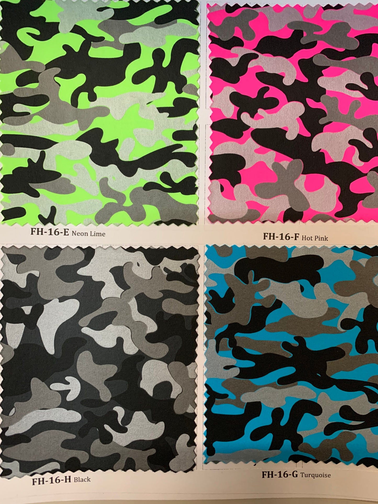 New camouflage 3-tone dull foil print on heavy nylon spandex 4-way stretch 58/60” Sold by the YD. Ships worldwide from Los Angeles CA.