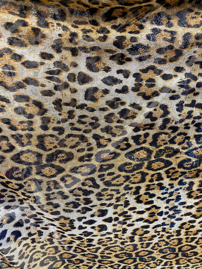 New power mesh animal print leopard design 4-way Stretch 58/60” Sold by the YD. Ships worldwide from Los Angeles California USA.
