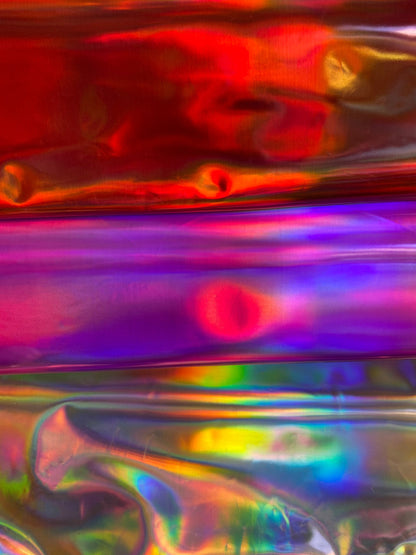 New Luxury Iridescent vinyl medium weight 2-way stretch 58/60”Sold by the YD. Ships worldwide from Los Angeles California USA.