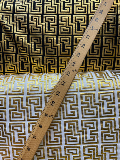 New modern geometric design metallic poly spandex medium weight 2-way stretch 58/60” Sold by the YD. Ships worldwide from Los Angeles CA.