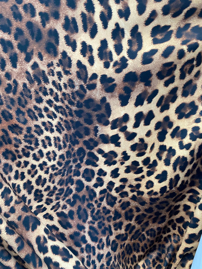 New velvet leopard design brown/taupe 4-way stretch 58/60” Sold by the YD. Ships worldwide from Los Angeles California USA.