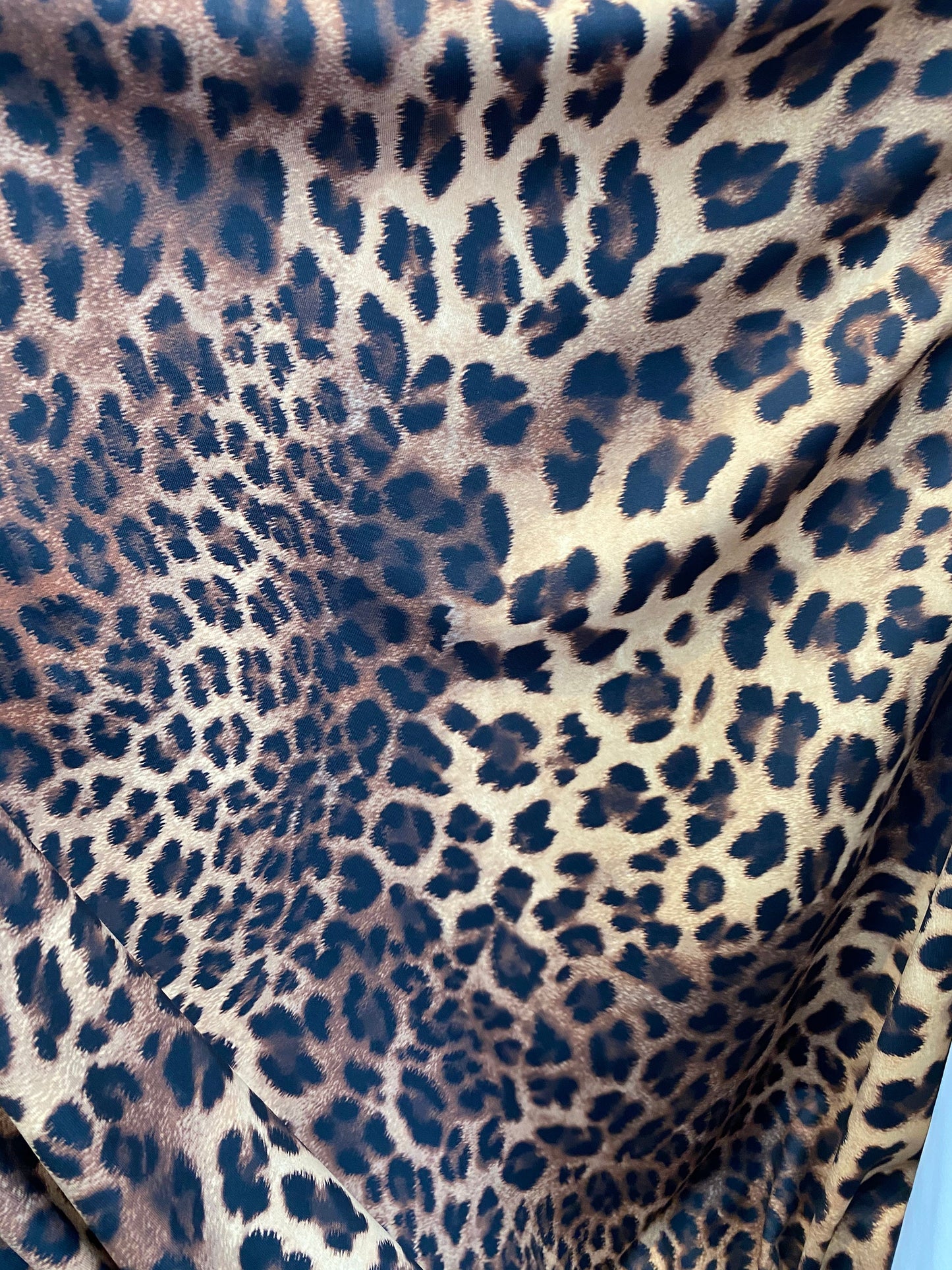 New velvet leopard design brown/taupe 4-way stretch 58/60” Sold by the YD. Ships worldwide from Los Angeles California USA.