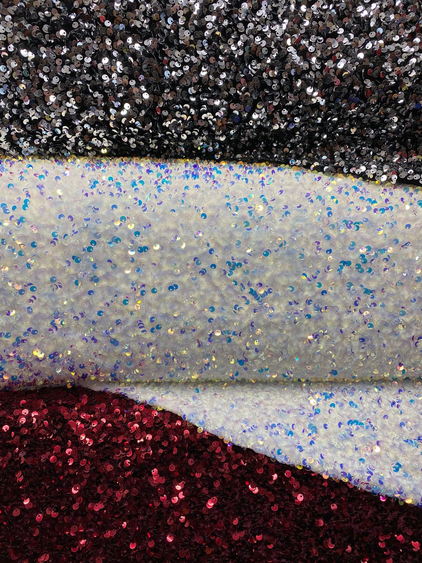 New stretch velvet with luxury sequins all over 5mm shining sequins 2-way stretch 58/60” Sold by the YD. Ships worldwide from Los Angeles CA