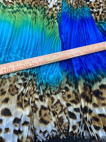 New accordion pleaded chiffon leopard animal print design 58/60” Sold by the YD. Ships worldwide from Los Angeles California USA.