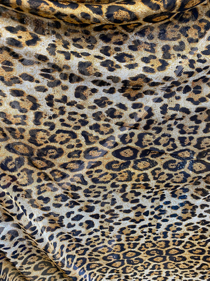 New power mesh animal print leopard design 4-way Stretch 58/60” Sold by the YD. Ships worldwide from Los Angeles California USA.