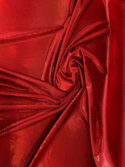 New Iridescent scarlet RED metallic stretch velvet with hologram foil 58/60” Sold by the YD. Ships worldwide from Los Angeles California USA