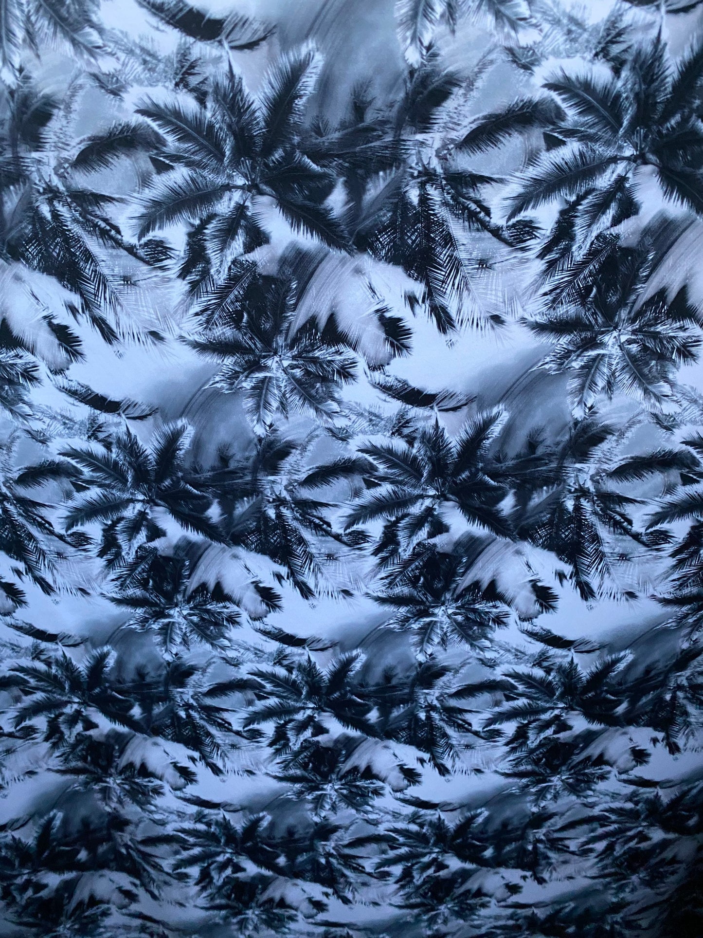 New modern palm trees design print on nylon spandex 4-way stretch 58/60” Sold by the YD. Ships worldwide from Los Angeles California USA.