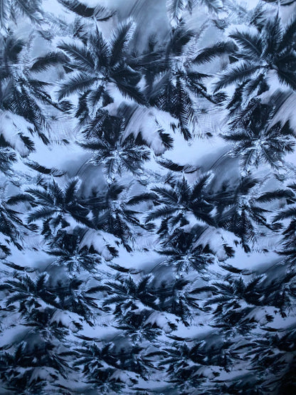 New modern palm trees design print on nylon spandex 4-way stretch 58/60” Sold by the YD. Ships worldwide from Los Angeles California USA.