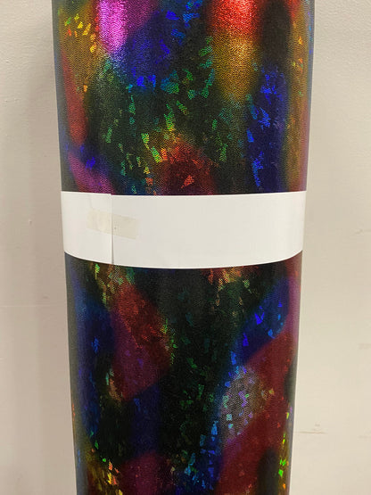 New shattered glass multicolor metallic hologram nylon spandex 4-way stretch 58/60” Sold by the YD. Ships worldwide from Los Angeles CA USA.